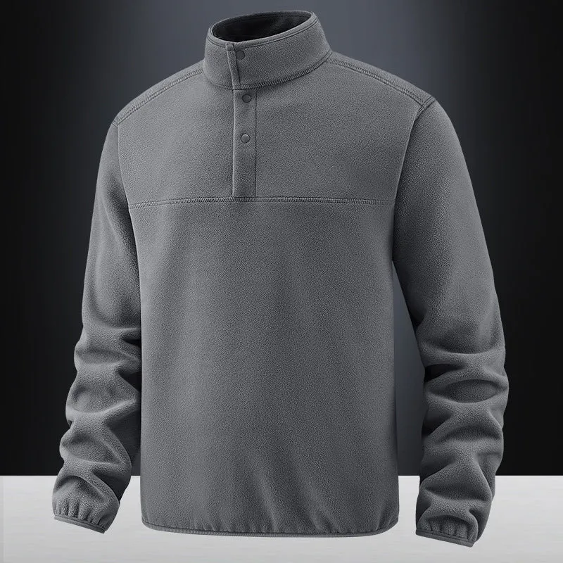 Herren Fleece-Pullover mit Stehkragen und Druckknopf-Leiste für wärmende Zwischenschicht Nord Taschen