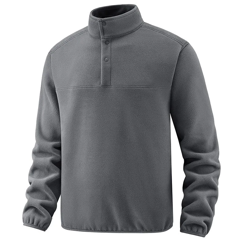 Herren Fleece-Pullover mit Stehkragen und Druckknopf-Leiste für wärmende Zwischenschicht Nord Taschen