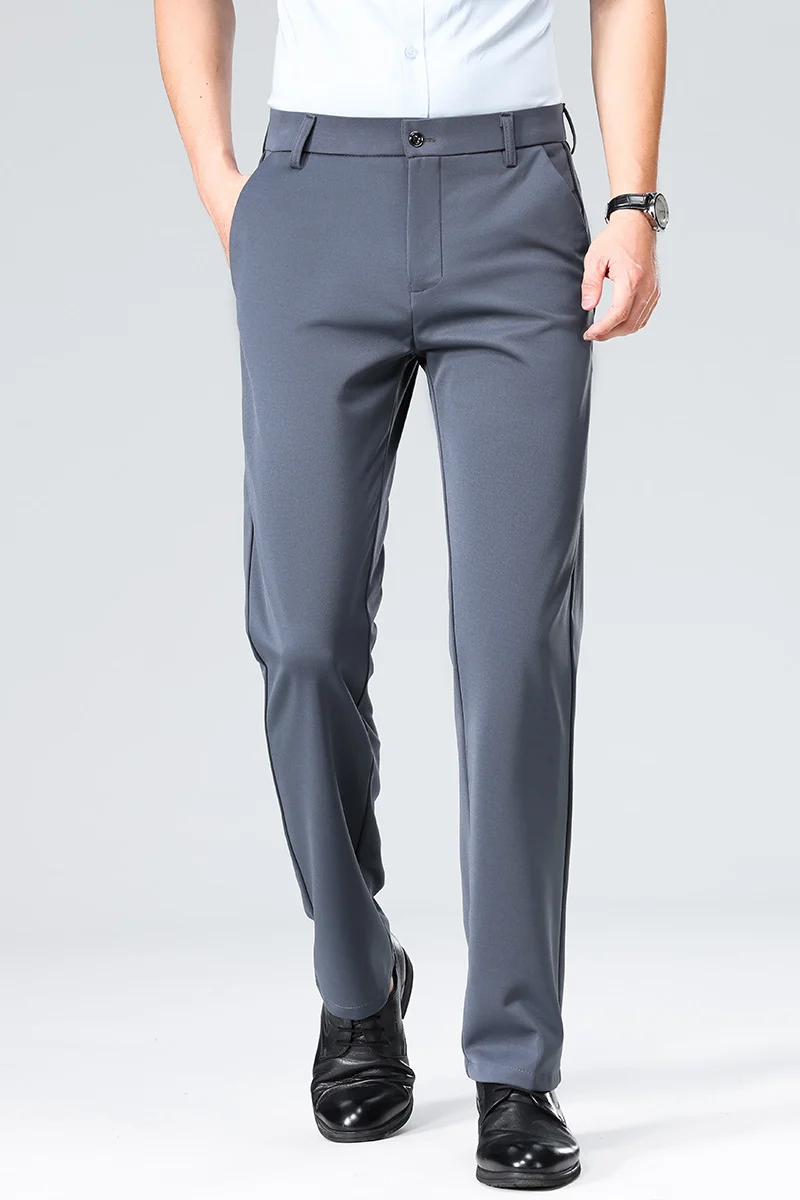 Herren Elegante gerade geschnittene Stretch-Businesshose mit Bügelfalte Nord Taschen