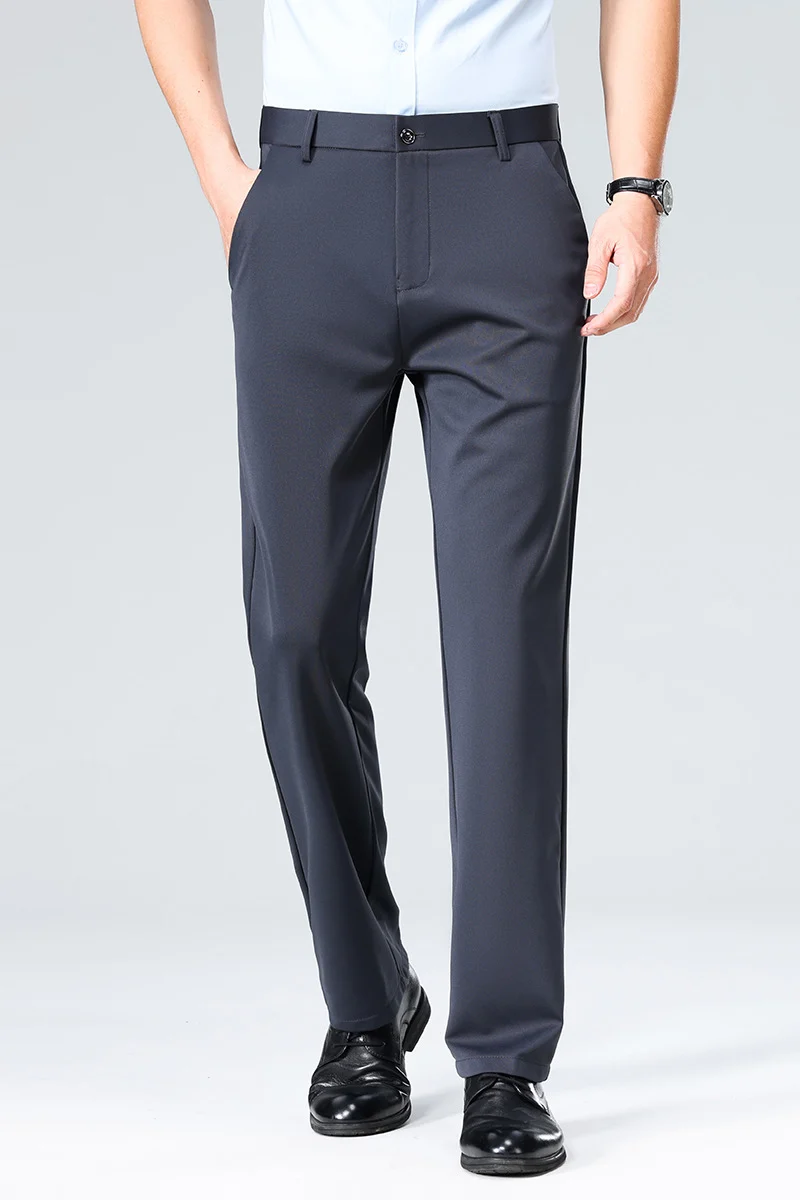 Herren Elegante gerade geschnittene Stretch-Businesshose mit Bügelfalte Nord Taschen