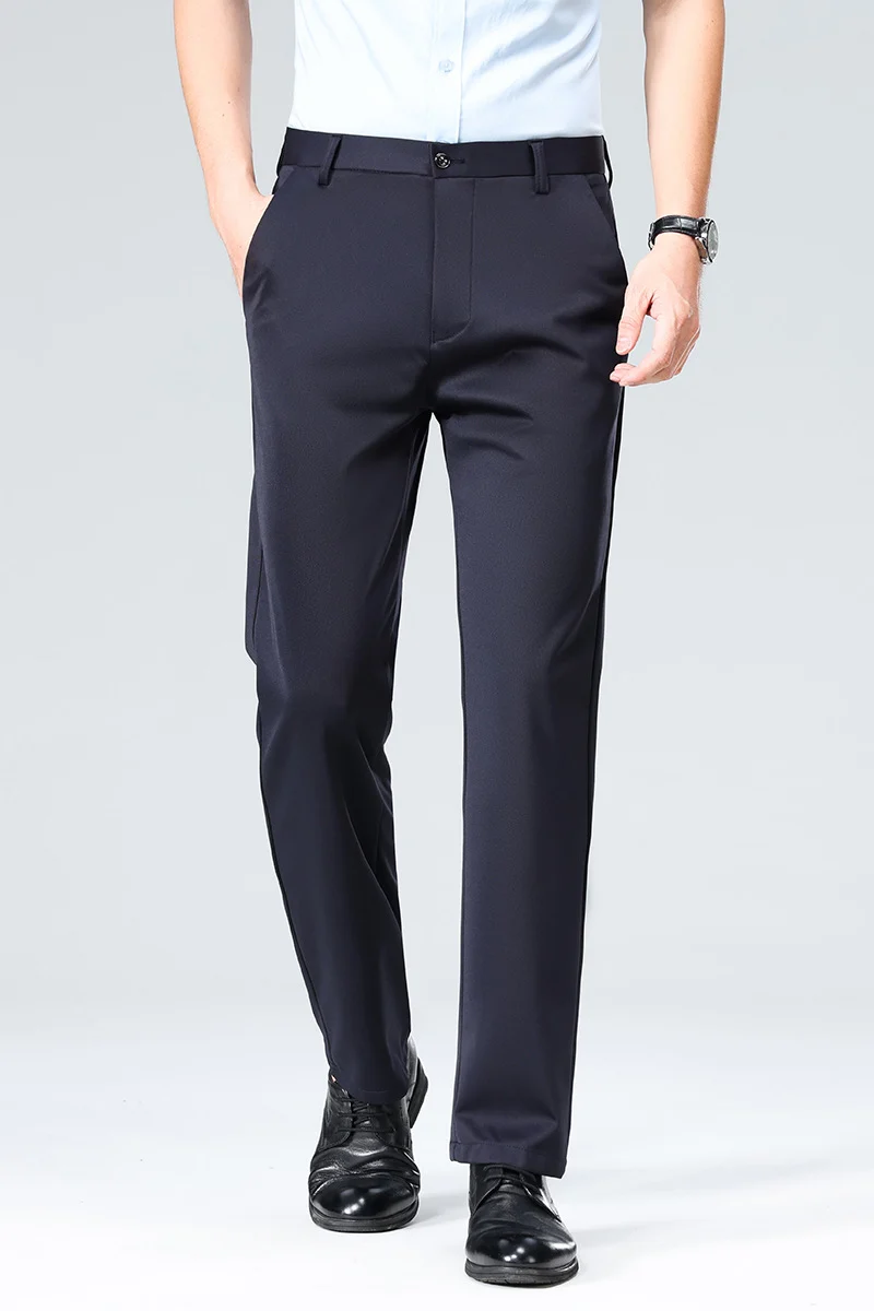 Herren Elegante gerade geschnittene Stretch-Businesshose mit Bügelfalte Nord Taschen