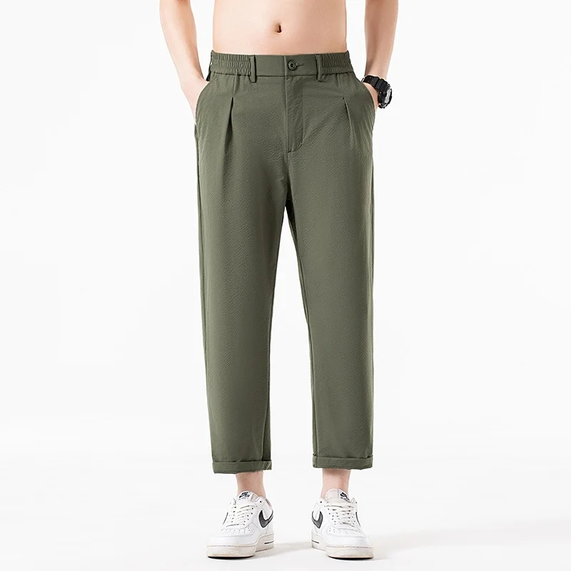 Herren Cropped-Hose mit weitem Bein, halb-elastischem Bund und Bügelfalte Nord Taschen