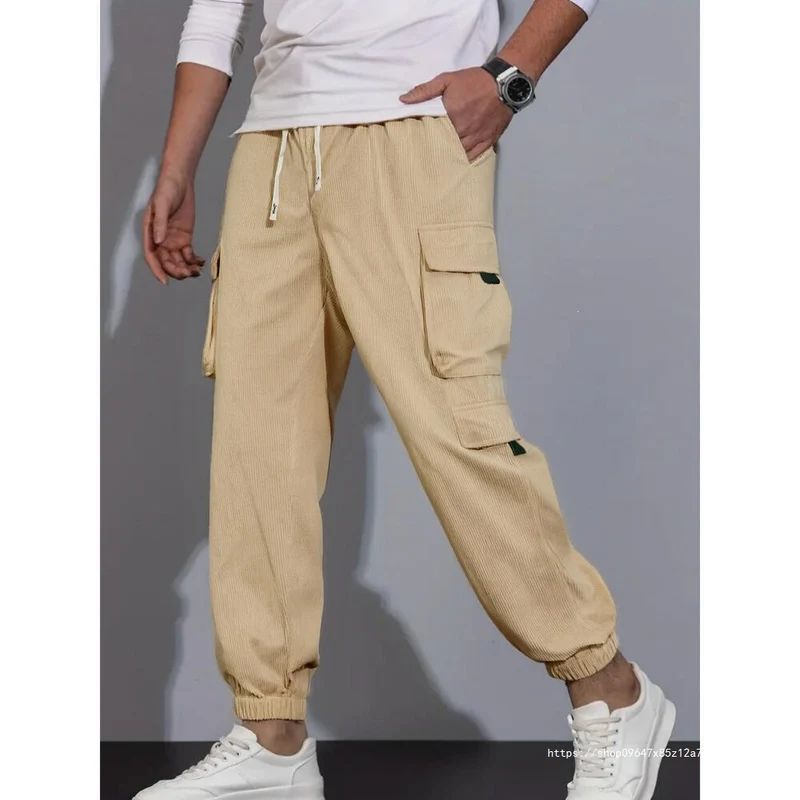 Herren Cord-Cargo-Jogginghose mit Tunnelzug und multifunktionalen Klapp- & Reißverschlusstaschen Nord Taschen