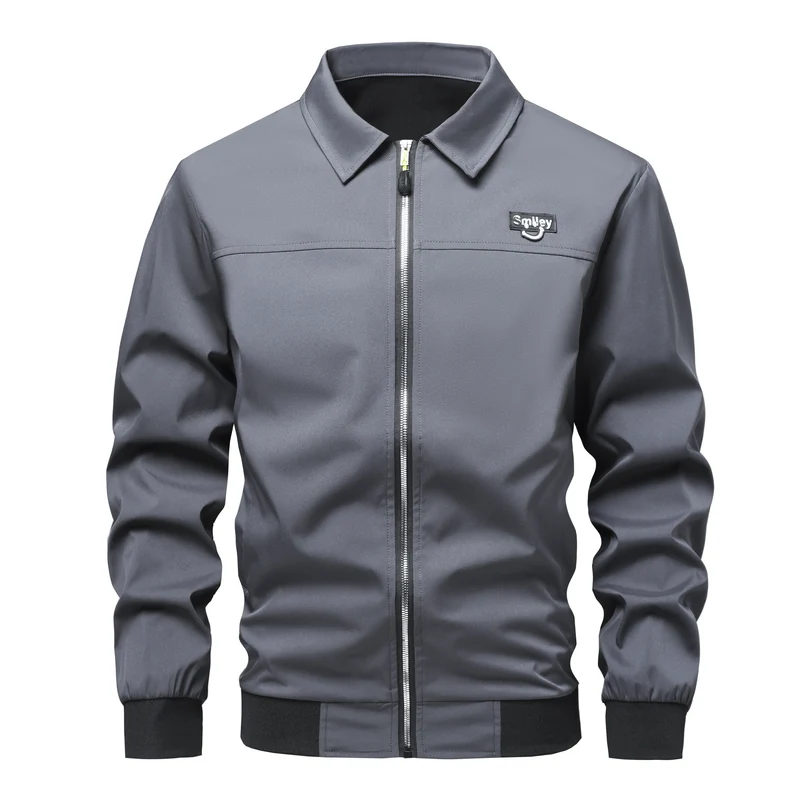 Herren Collar-Zip-Blouson aus Softshell mit gerippten Bündchen & Smiley-Patch Nord Taschen
