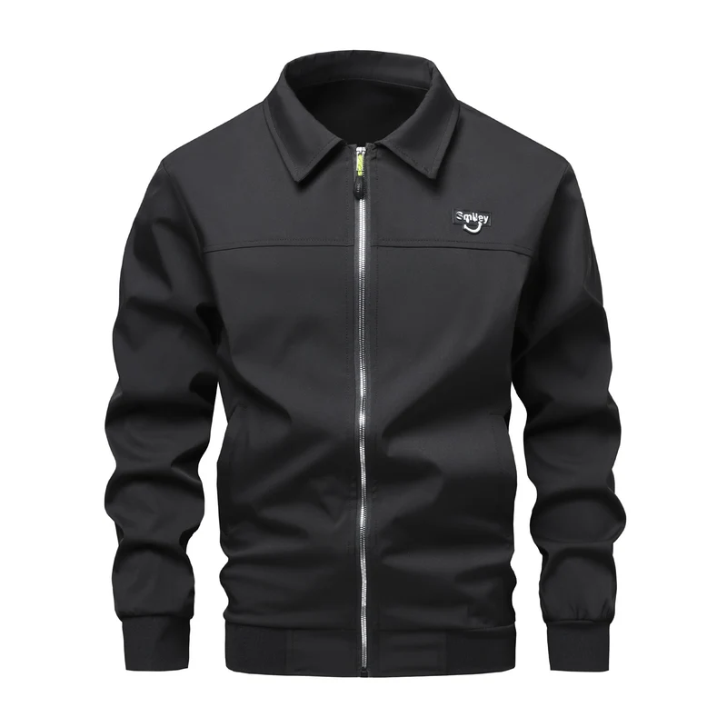 Herren Collar-Zip-Blouson aus Softshell mit gerippten Bündchen & Smiley-Patch Nord Taschen
