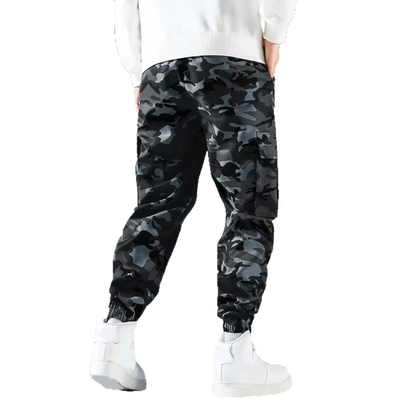 Herren Cargohose im Joggerstil mit Tarnmuster, elastischem Bund und Knöchelbündchen Nord Taschen