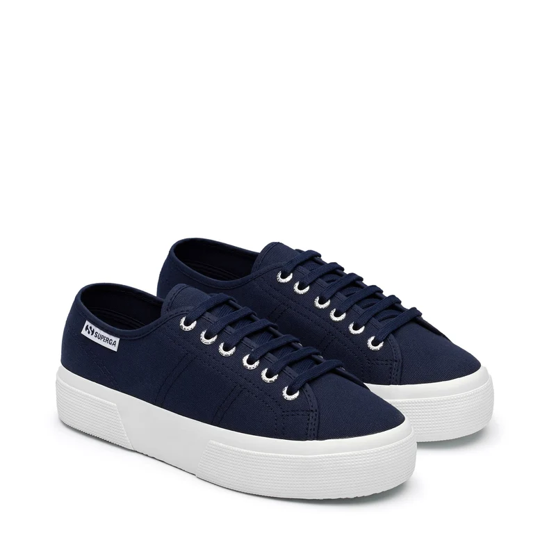 3740 PLATFORM LEGGERA - Lady Shoes - Wedge - Woman - Navy-FWhite-Blue Navy-White
