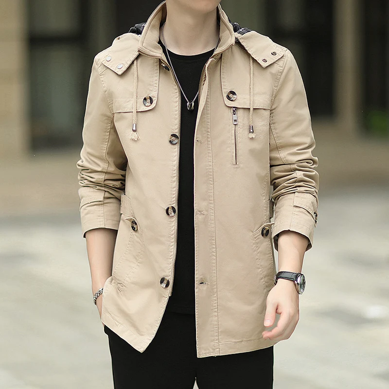 Herren leichter Canvas-Fieldparka mit Kapuze, Brustreißverschluss und verstellbaren Taillenlaschen Nord Taschen