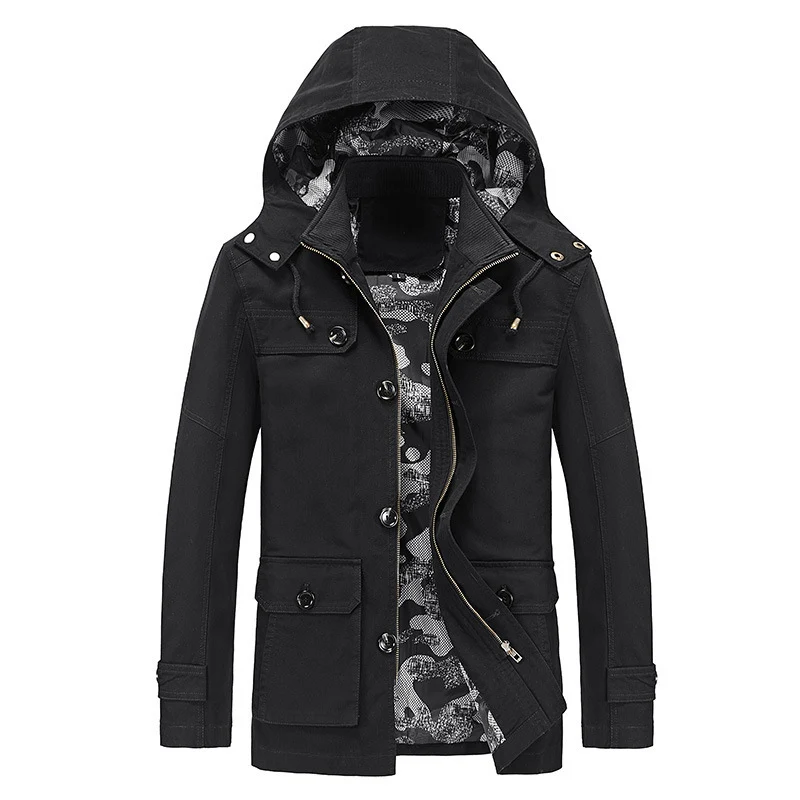 Herren leichter Canvas-Fieldparka mit camouflage-Innenfutter, verdecktem Reißverschluss und Mehrzwecktaschen Nord Taschen