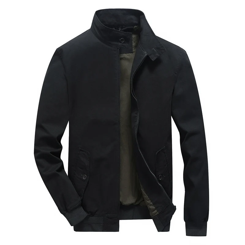 Herren leichter Canvas-Fieldbomber mit Stehkragen, verdecktem Reißverschluss und Pattentaschen Nord Taschen