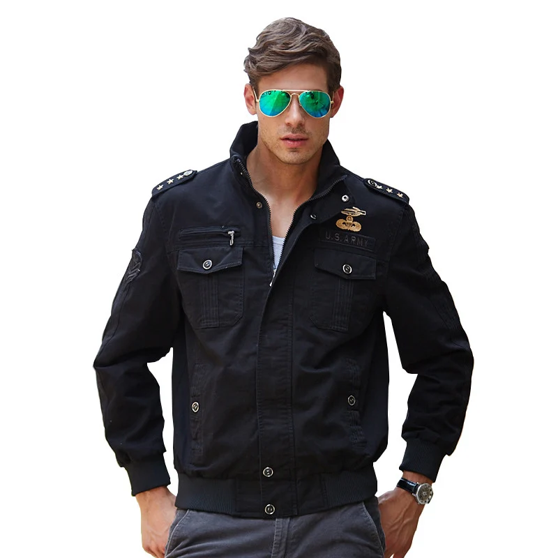 Herren leichter Canvas-Fieldblouson im Pilotenstil mit Schulterpatten und Multifunktions-Taschen Nord Taschen