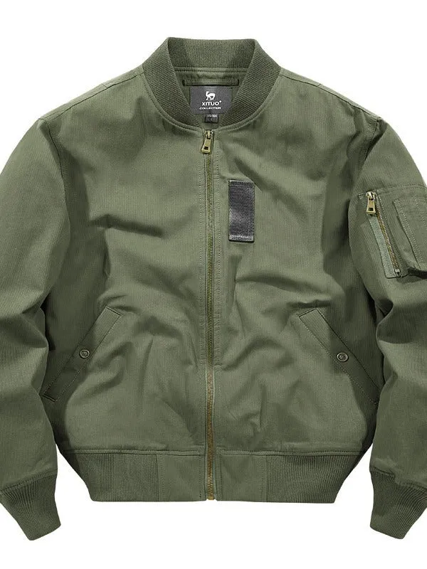 Herren leichter Canvas-Bomberblouson mit versteckter Ärmeltasche und geripptem Saum Nord Taschen