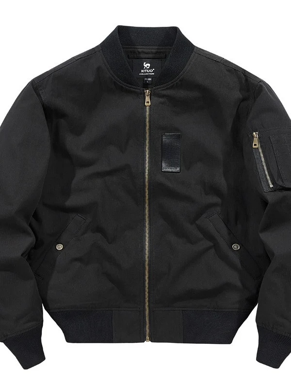 Herren leichter Canvas-Bomberblouson mit versteckter Ärmeltasche und geripptem Saum Nord Taschen