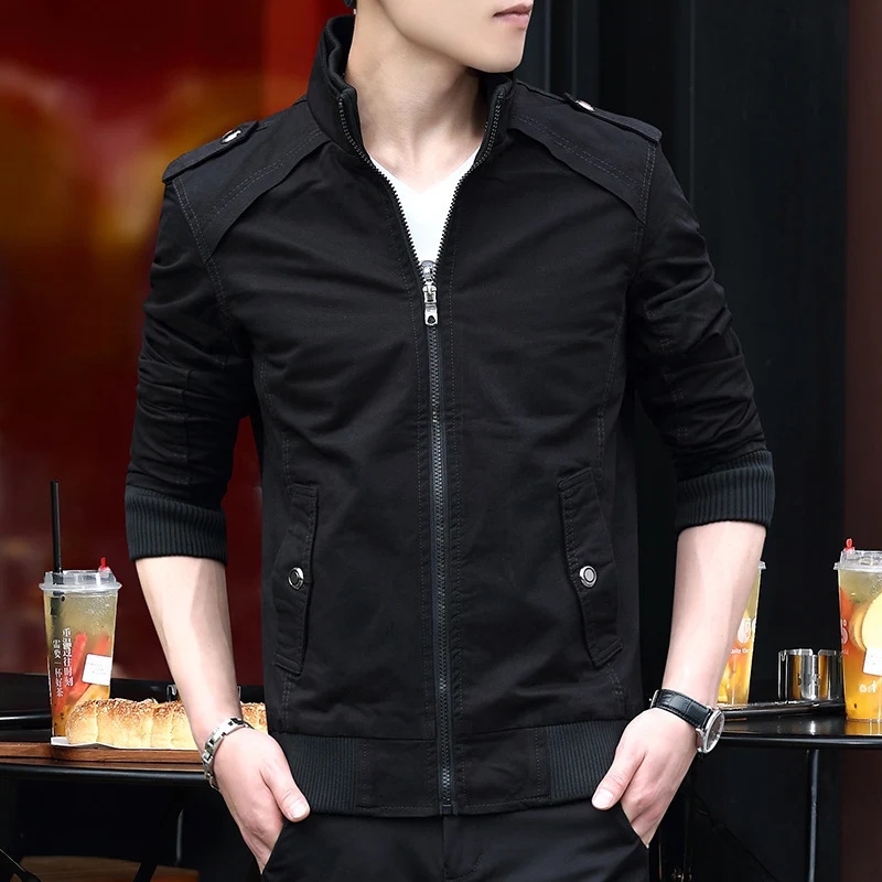 Herren leichter Canvas‑Bomber mit Teddyfleece‑Innenfutter, Epauletten und Rippbündchen Nord Taschen