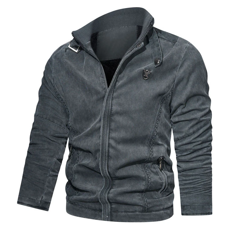 Herren leichter Canvas-Bomber mit Stehkragen, Reißverschluss und Reißverschlusstaschen Nord Taschen