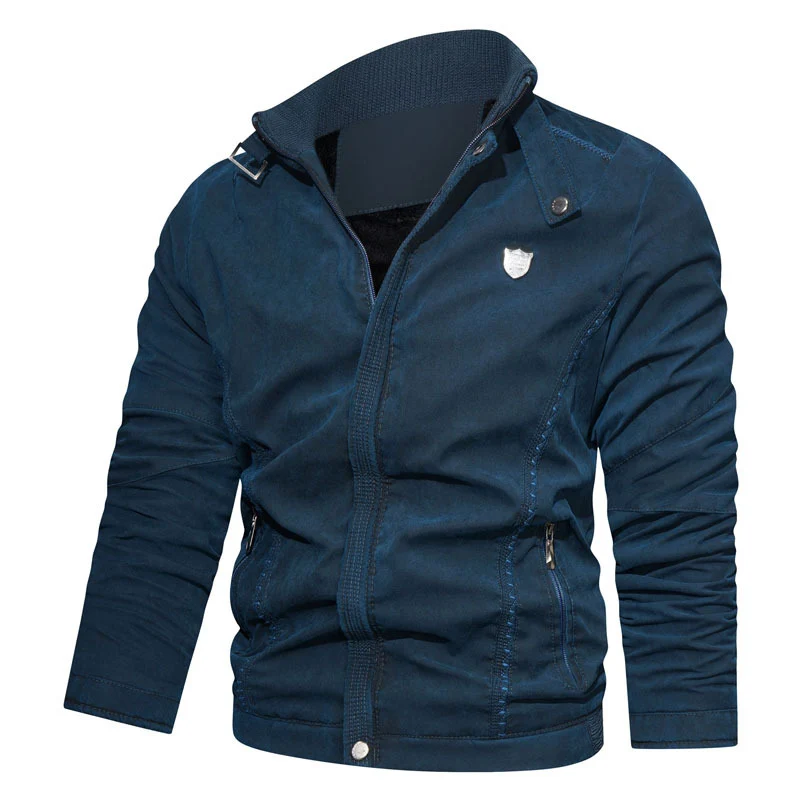 Herren leichter Canvas-Bomber mit Stehkragen, Reißverschluss und Reißverschlusstaschen Nord Taschen