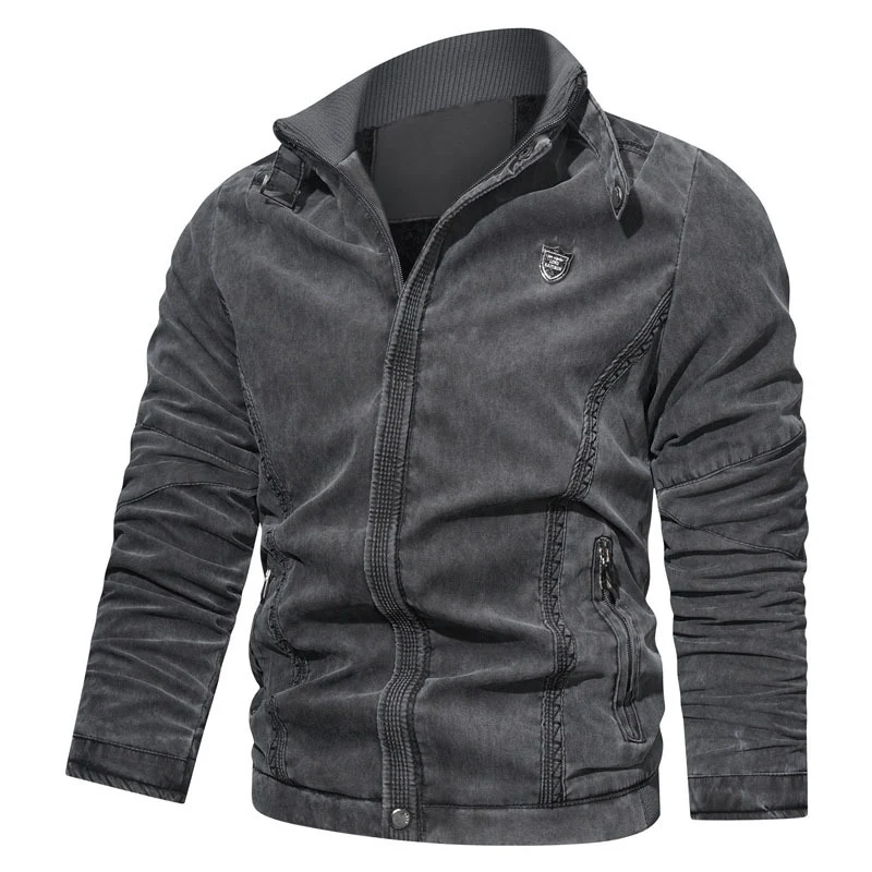 Herren leichter Canvas-Bomber mit Stehkragen, Reißverschluss und Reißverschlusstaschen Nord Taschen