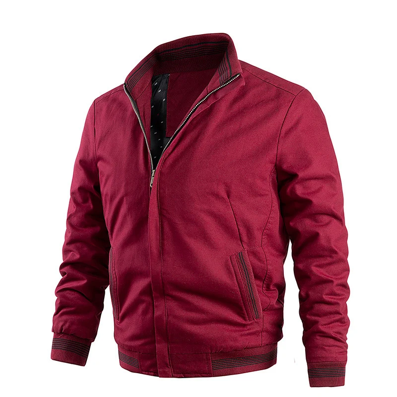 Herren Leichter Canvas-Bomber mit gestreiften Rippbündchen und Stehkragen Nord Taschen