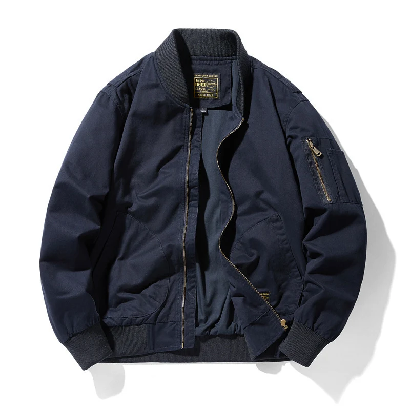 Herren leichter Canvas-Bomber im Utility-Fieldstil mit Ärmeltasche und gerippten Bündchen Nord Taschen