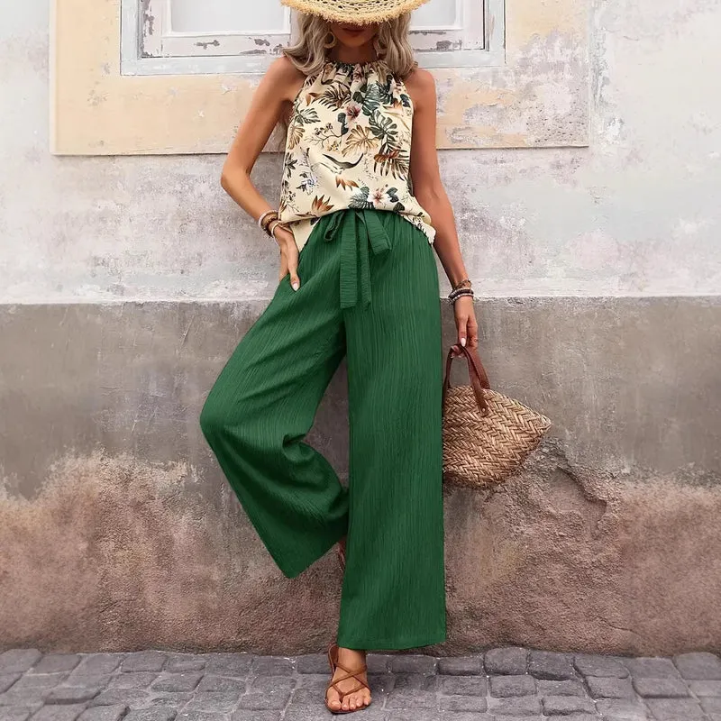 Damen weite Leinenhose mit Kordelzug und Faltenoptik Nord Taschen