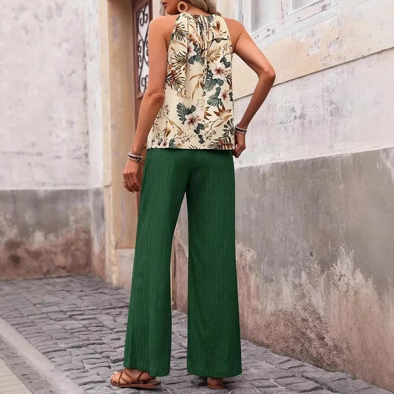 Damen weite Leinenhose mit Kordelzug und Faltenoptik Nord Taschen