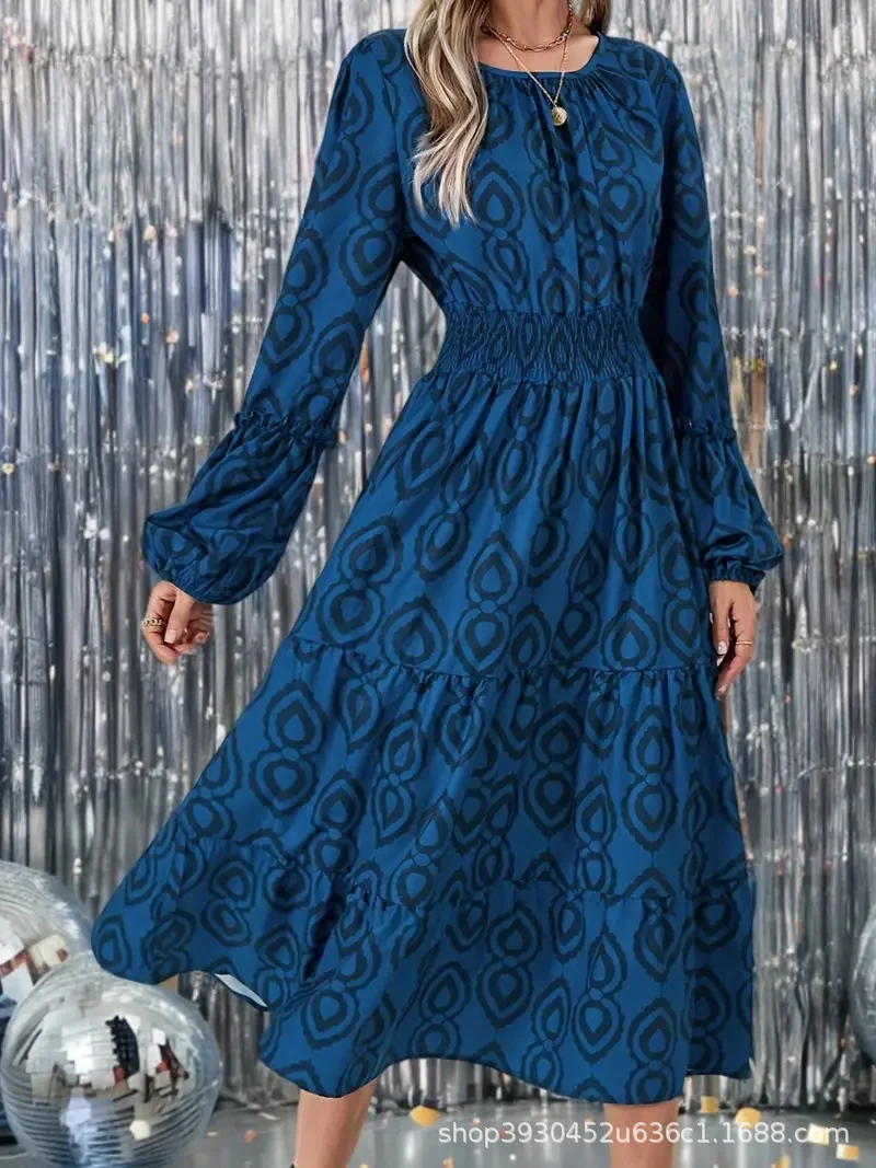 Damen Midikleid mit elastischem Smokbund, Stufenrock und Trompetenärmeln Nord Taschen