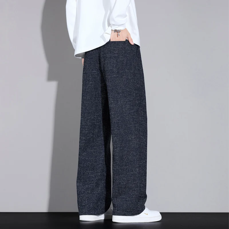 Herren Weite Leichte Stoffhose mit Bundfalten, Kordelzug und seitlichem Designstreifen Nord Taschen