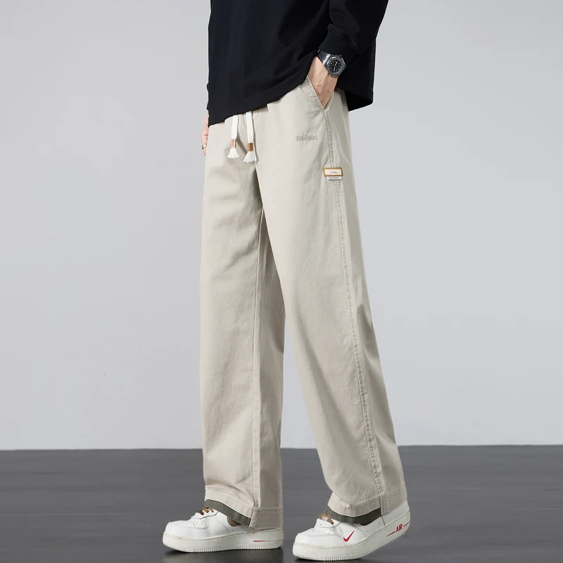 Herren Weite Baumwoll-Canvas-Hose im Wide‑Leg mit Kordelzugbund Nord Taschen