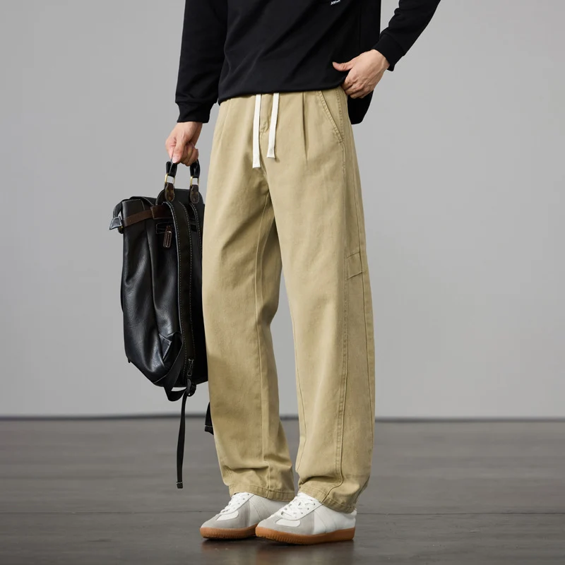 Herren Weite Baumwoll-Canvas Cargo-Hose mit Tunnelzugbund und Mehrfachtaschen Nord Taschen