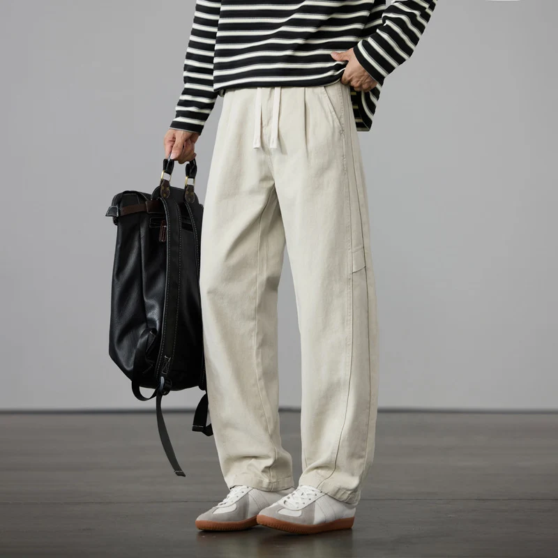Herren Weite Baumwoll-Canvas Cargo-Hose mit Tunnelzugbund und Mehrfachtaschen Nord Taschen