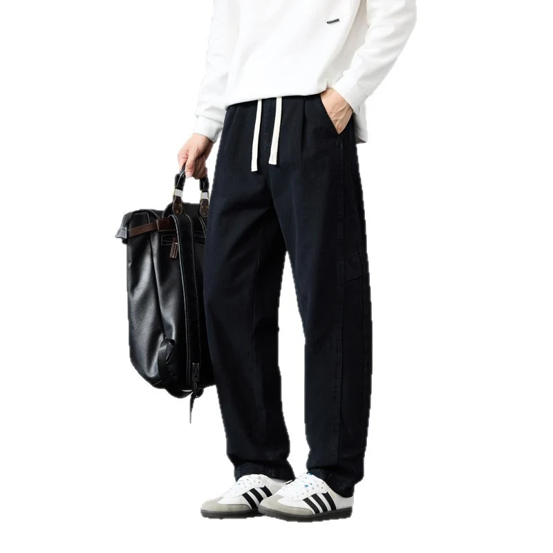 Herren Weite Baumwoll-Canvas Cargo-Hose mit Tunnelzugbund und Mehrfachtaschen Nord Taschen