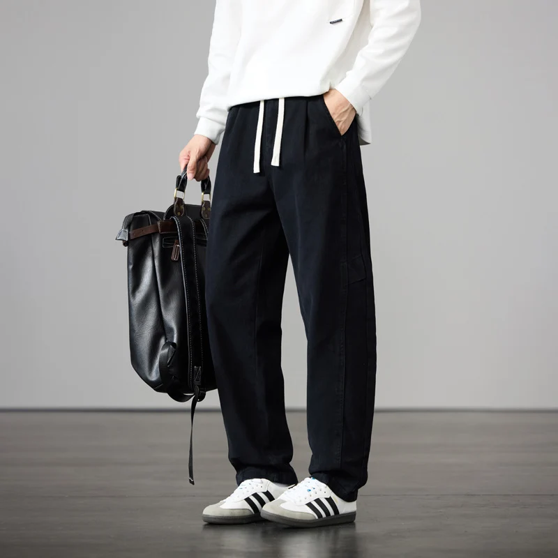 Herren Weite Baumwoll-Canvas Cargo-Hose mit Tunnelzugbund und Mehrfachtaschen Nord Taschen