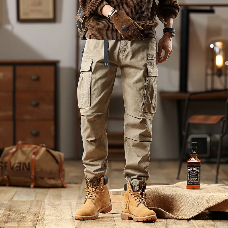Herren Utility-Cargo-Hose mit verstellbarem Gürtelbund, Mehrfachtaschen und elastischem Saum Nord Taschen