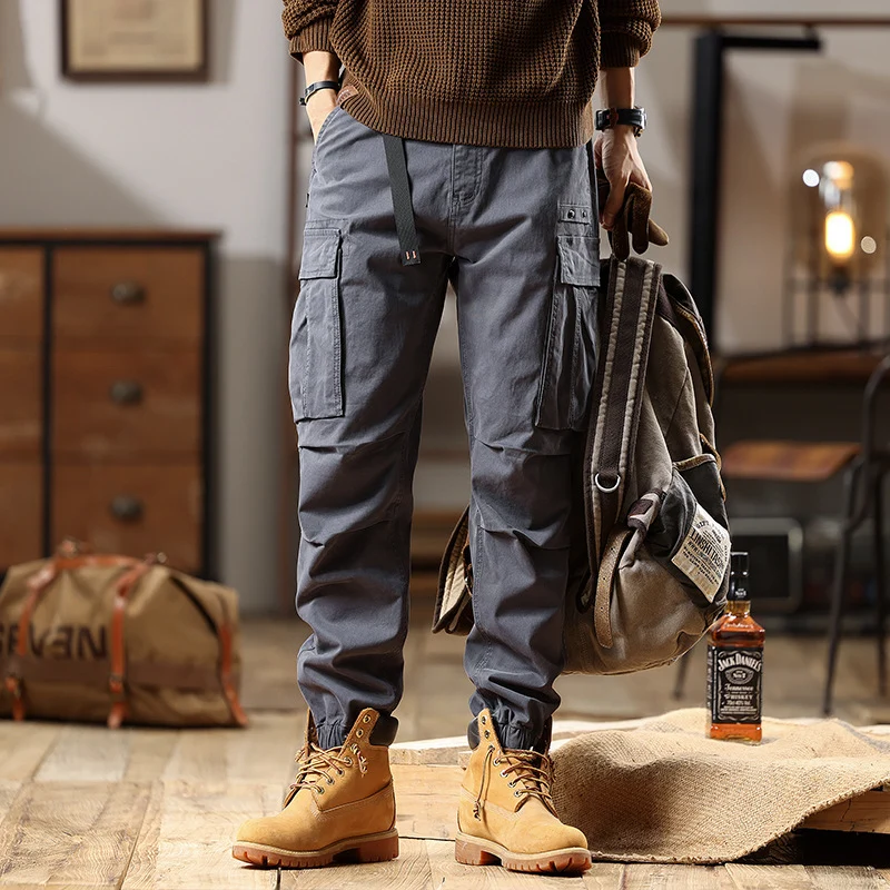 Herren Utility-Cargo-Hose mit verstellbarem Gürtelbund, Mehrfachtaschen und elastischem Saum Nord Taschen