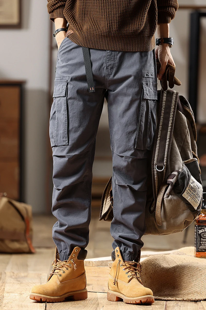 Herren Utility-Cargo-Hose mit verstellbarem Gürtelbund, Mehrfachtaschen und elastischem Saum Nord Taschen