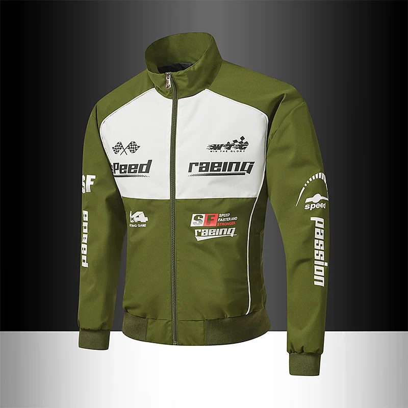 Herren Trackjacke im Motorsport-Look mit Logoprints und Stehkragen Nord Taschen