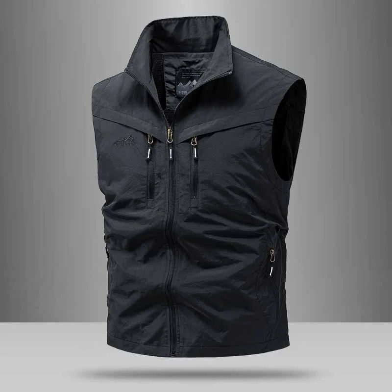 Herren Technische Utility-Weste mit hohem Kragen und Multifachtaschen Nord Taschen