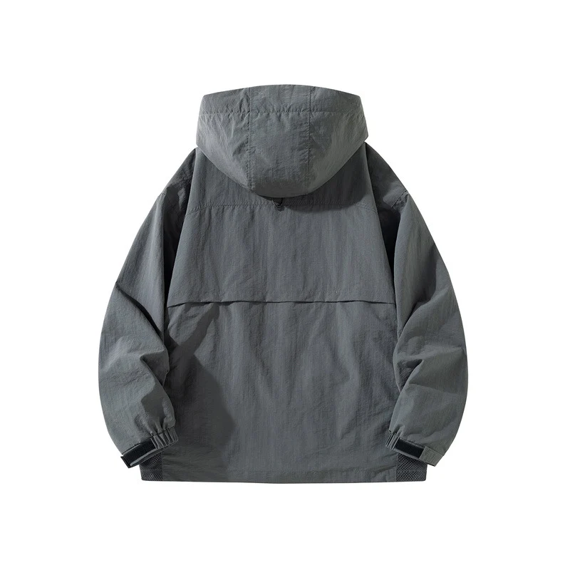 Herren Technische Utility-Outdoorjacke mit Kapuze Multifunktionstaschen und Mesh-Innenfutter Nord Taschen