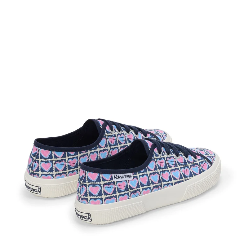 3750 HEART CROCHET PRINT LEGGERA - Le Superga - Low Cut - Woman - Blue Md Cobalt-Azure-Pink