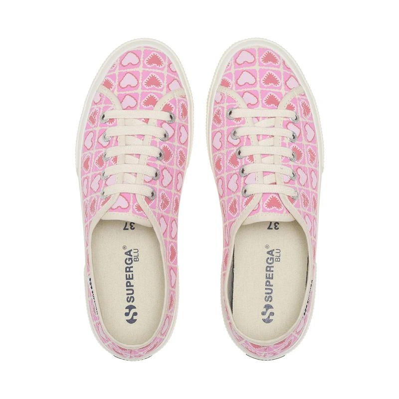 3750 HEART CROCHET PRINT LEGGERA - Le Superga - Low Cut - Woman - Pink-Beige-Coral