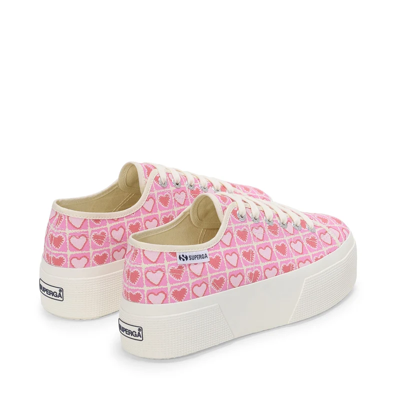 3790 PLATFORM HEART CROCHET PRINT LEGGERA - Lady Shoes - Wedge - Woman - Pink-Beige-Coral