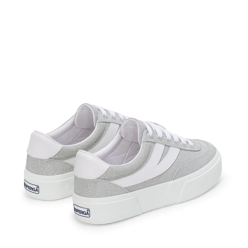 3740 PLATFORM JERSEY LAME BLOCKS LEGGERA - Lady Shoes - Wedge - Woman - Grey Silver-White