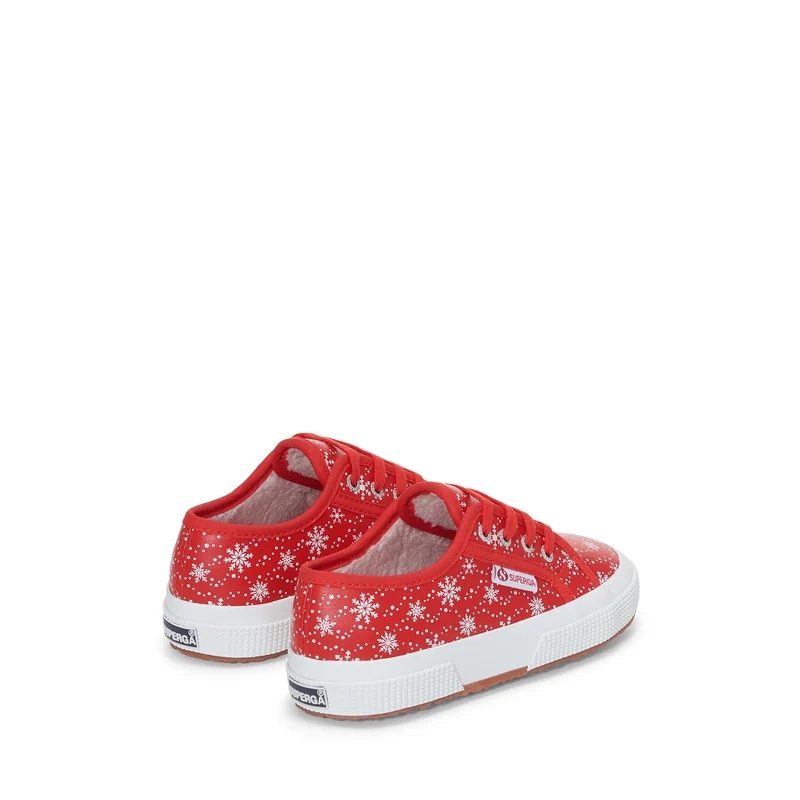 2750 KIDS VEGAN MATERIAL SNOWFLAKES - Le Superga - Low Cut - Kid unisex - Red-Snowflakes
