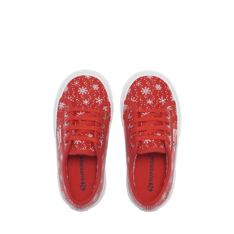 2750 KIDS VEGAN MATERIAL SNOWFLAKES - Le Superga - Low Cut - Kid unisex - Red-Snowflakes