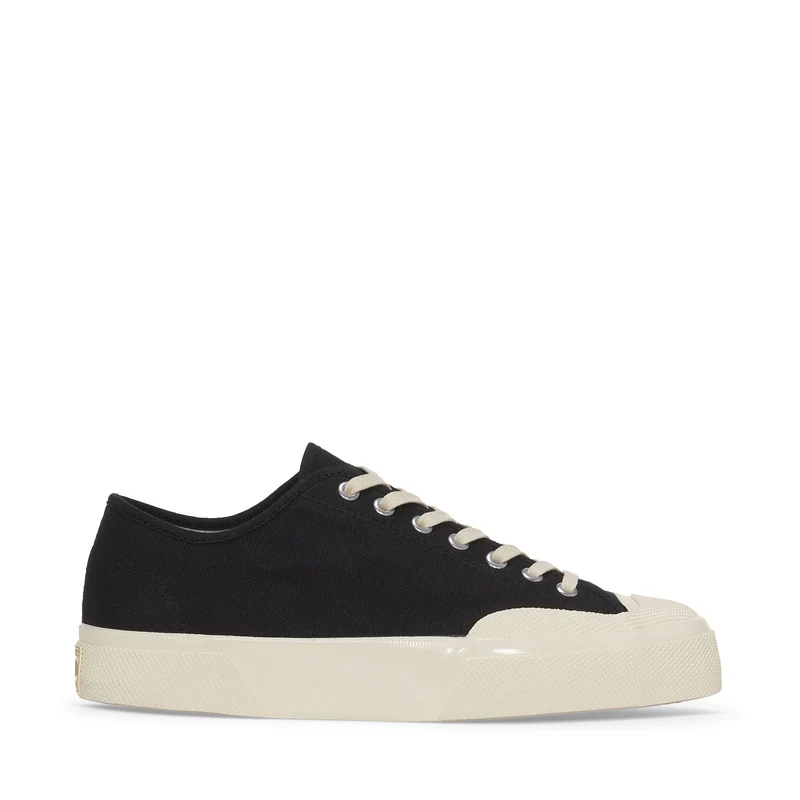 2432 WORKS LOW CUT COTTON CANVAS - Sneakers - Low Cut - Unisex - Black-Off White