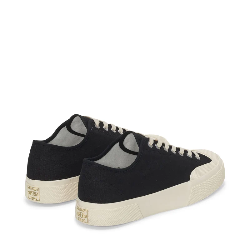 2432 WORKS LOW CUT COTTON CANVAS - Sneakers - Low Cut - Unisex - Black-Off White