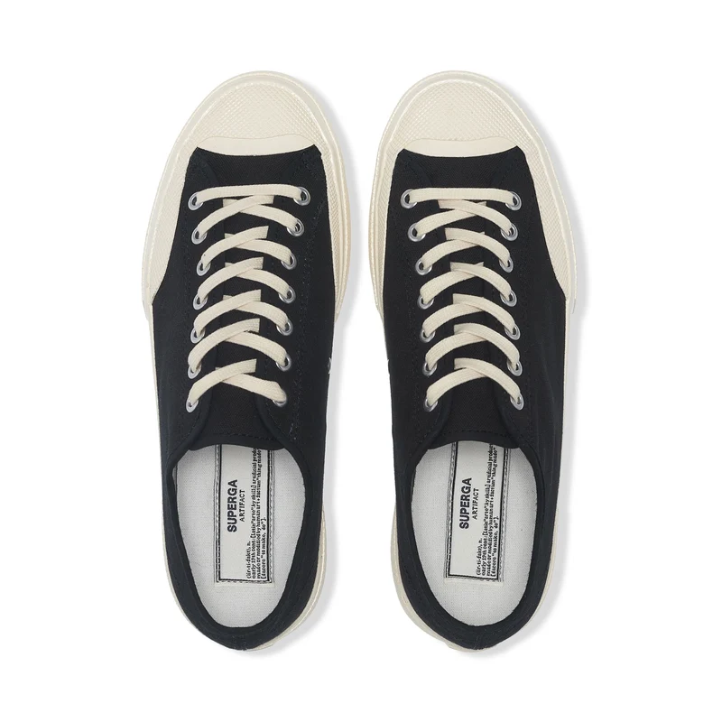 2432 WORKS LOW CUT COTTON CANVAS - Sneakers - Low Cut - Unisex - Black-Off White