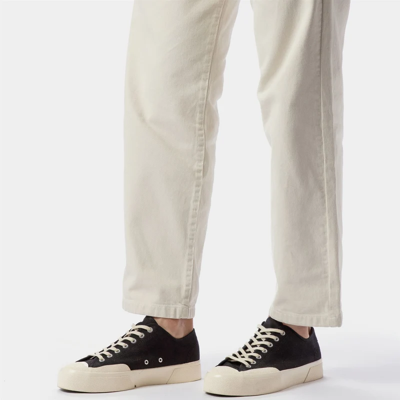 2432 WORKS LOW CUT COTTON CANVAS - Sneakers - Low Cut - Unisex - Black-Off White