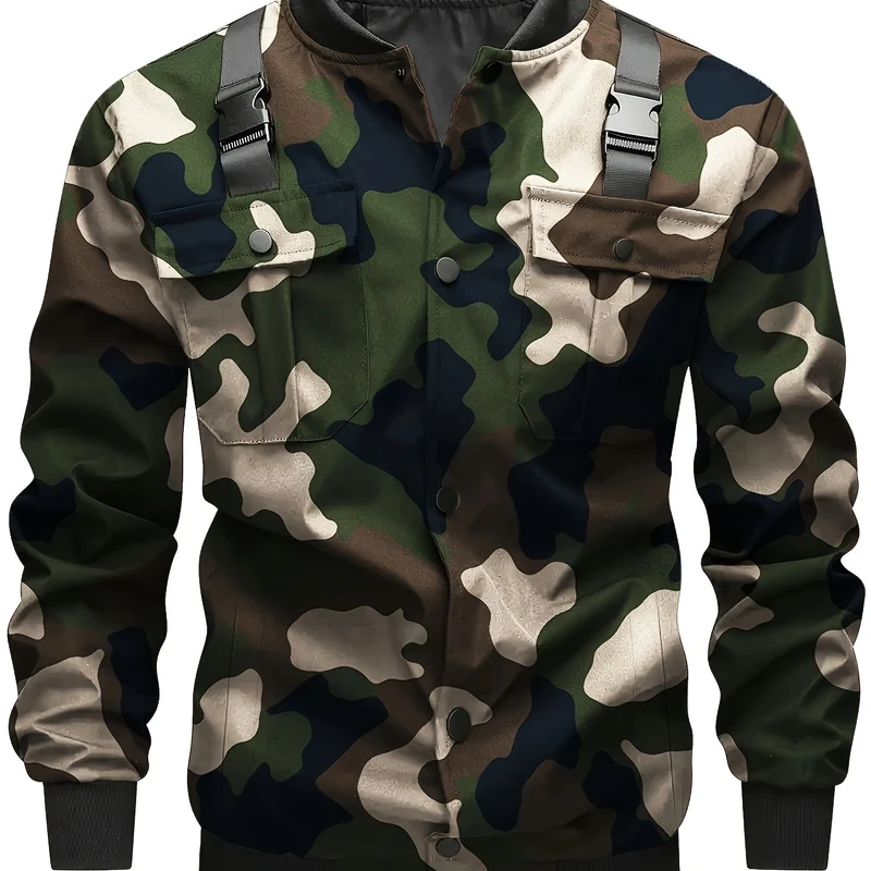 Herren Camouflage-Bomberjacke im Utility-Stil mit Brusttaschen, Schultergurten und Rippbündchen Nord Taschen