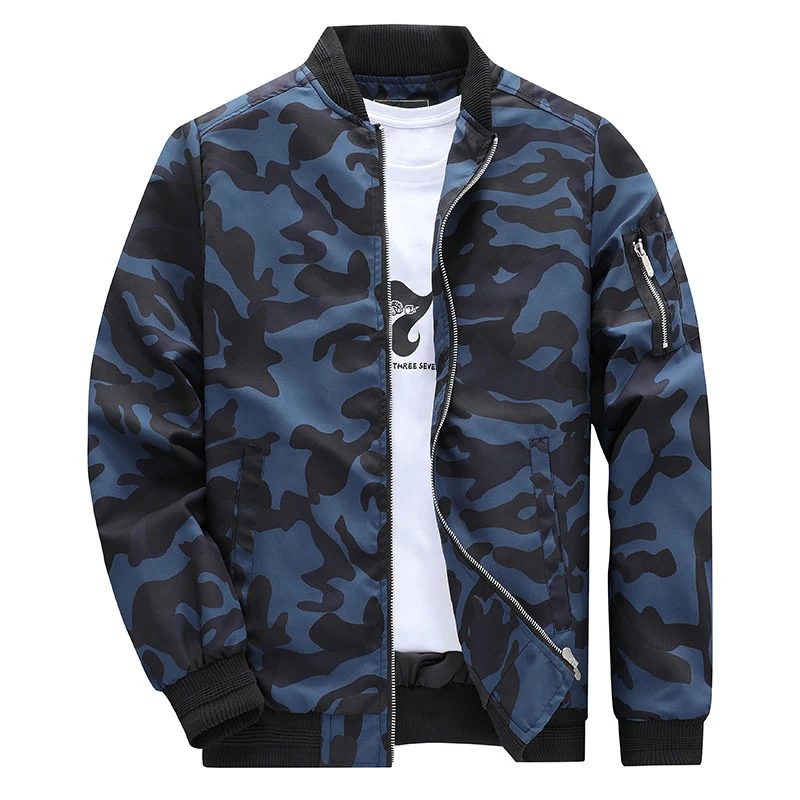 Herren Camouflage-Bomberjacke im Military‑Look mit Reißverschluss und Ärmel‑Utilitytasche Nord Taschen